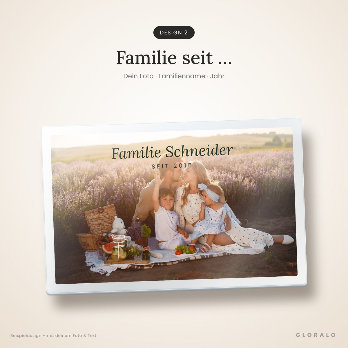 Acryl-Fotomagnet Design Familie seit mit Familienfoto und Familienname